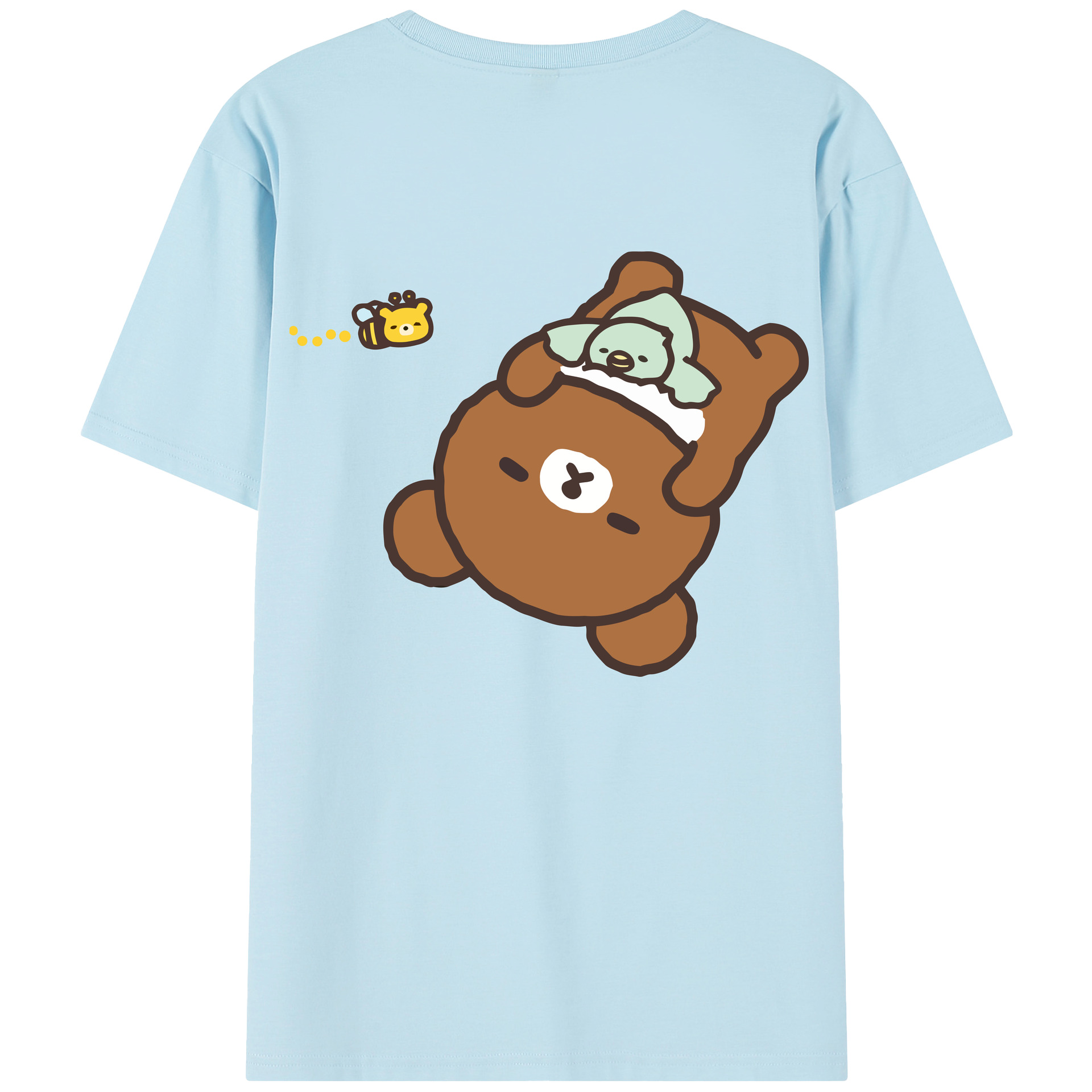 （画像用） リラックマ リラックマ キイロイトリ Rilakkuma Korilakkuma Kiiroitori 綿100％半袖Tシャツ（背面プリント）